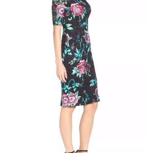eliza j floral embroidered sheath dress